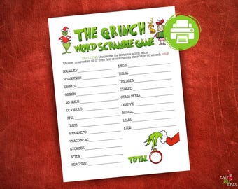 PRINTABLE Mean One Christmas Word Scramble Party Game | Small or Large Groups | Work, Family, School Holiday Party | Instant Download PDF