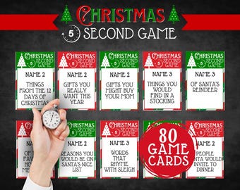 PRINTABLE Christmas 5 Second Game | Christmas Activity For Kids & Adults | Family, Work, Office, Classroom Party Games | Instant Digital PDF