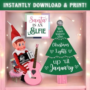DRUCKBARE süße ELF Eras Konzertszene Requisiten | Girl Mini Gitarre, Schild, Diskokugel, Mikrofon, Event-Karte, Weihnachtsbaum Accessoire | PDF-Datei