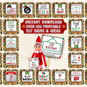 Más de 100 letreros y sobres de duendes en miniatura para imprimir / Ideas navideñas fáciles para niños y adultos / Descarga instantánea en PDF / Actividades divertidas con accesorios para hacer uno mismo