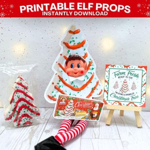 Christmas Tree Cake Elf Costume Scene | PDF Printable Elf Props & Signs | Funny 2025 Elf Idea | Fast + Easy Elf Kit Setup |