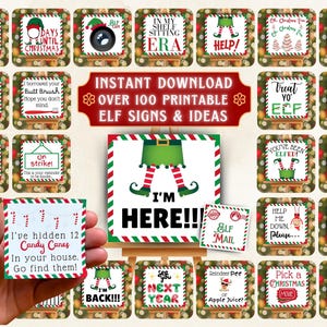 Más de 100 letreros y sobres de duendes en miniatura para imprimir / Ideas navideñas fáciles para niños y adultos / Descarga instantánea en PDF / Actividades divertidas con accesorios para hacer uno mismo