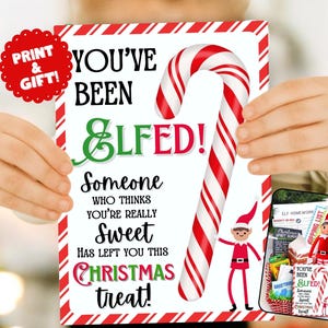 DRUCKBARE Karte Du warst ELFED | 13x18 Zuckerstange Weihnachten | Niedliche Geschenkkorb Tags Idee Kinder, Teenager oder Erwachsene | Sofortiger Download PDF Vorlage
