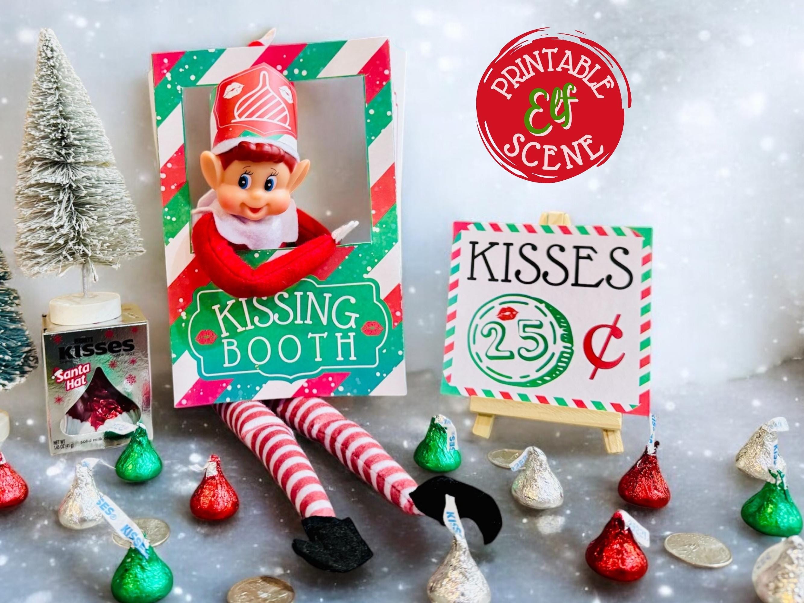 printable elf kissing booth scene: diy christmas props (pdf