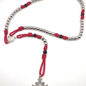 Indestructible St. Benedict Rosary built with Nylon 550 Paracord and 304 Stainless Steel 10mm beads