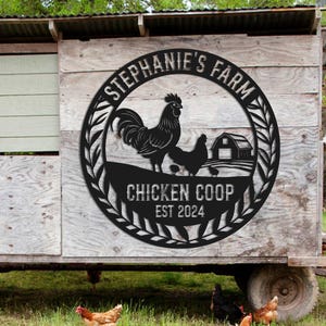 Custom Chicken Coop Metal Sign, Farm Sign for Chicken Coop, Metal Rooster Hen Egg Outdoor Barn Decor,Egg Metal Barn Sign,Backyard Barn Decor