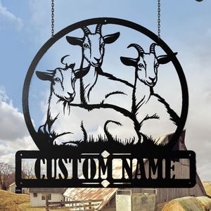 Custom Goat Farm Sign, Personalized Metal Goat Wall Art, Goat Name Metal Sign, Goat Lovers and Farmers Gift, Barn, Ranch, Farmhouse Decor