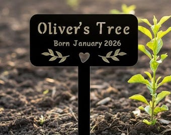 Personalized Tree Marker Sign, Metal Garden Sign, Baby Birth Tree Marker, Baby Gift, Garden Memorial Plaque, Garden Marker for Newborn
