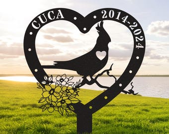Personalized Cockatiel Bird Memorial Metal Stake, Bird Loss Memorial Stake, Pet Plaque Bird Lover Cemetery Stake Grave Marker, Sympathy Gift