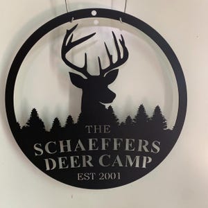 Custom Deer Head Metal Wall Art, Personalized Deer Forest Metal Name Sign, Wild Animal Deer Camp Man Cave Metal Wall Sign