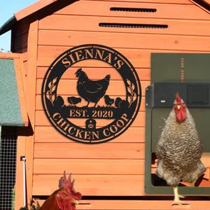 Personalized Chicken Coop Sign Name, Chicken Metal Sign, Chicken Coop Metal Sign, Farm House Decor, Farm Sign, Barn Decor, Hen Coop Sign