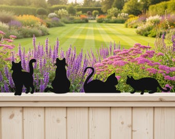 Fence Topper Yard Art, Metal Black Cat Decor Yard Stakes, Cat Fence Decor Mailbox Post Decor, Cat Lovers Gift, Garden Decor, Halloween Decor