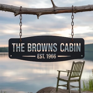Custom Name & Established Year Metal Sign, Personalized Family Name Plaque, Metal Cabin Name Sign, Lodge Decor, Font Door Plaque,Cabin Decor