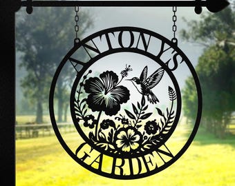 Custom Metal Garden Sign, Custom Hanging Garden Sign, Metal Sign for Garden, Custom Garden Name Sign, Outdoor Yard Decor, Outdoor Home Decor