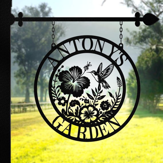 Custom Metal Garden Sign, Custom Hanging Garden Sign, Metal Sign for Garden, Custom Garden Name Sign, Outdoor Yard Decor, Outdoor Home Decor