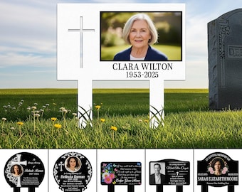 Personalized Photo Grave Marker, Memorial Plaque with Stake for Outdoors, Temporary Grave Marker, Memorial Sympathy Gift, In Loving Memory
