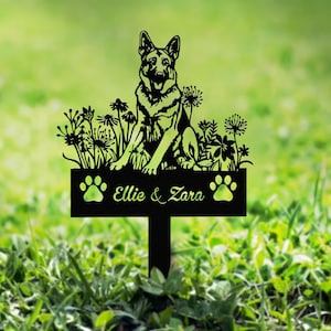 Personalized Dog Memorial Stake, German Shepherd Dog Metal Name Sign, German Shepherd Garden Stake Sign, Pet Loss Gift, Pet Grave Marker