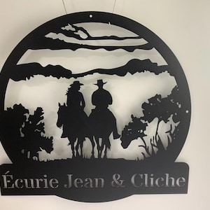 Personalisierte Cowboy Cowgirl Paar Reitpferd Metallschild, Cowboy Zeichen, benutzerdefinierte Paar Name Zeichen, Paare Geschenk, benutzerdefinierte Bauernhof Dekor