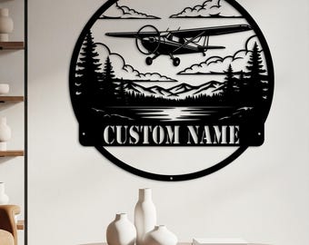 Custom Airplane Metal Sign, Aviation Wall Art, Pilot Cabin Decor, Plane Wall Decor, Airplane Lover Gift, Flight Cabin Sign, Gift for Him Her