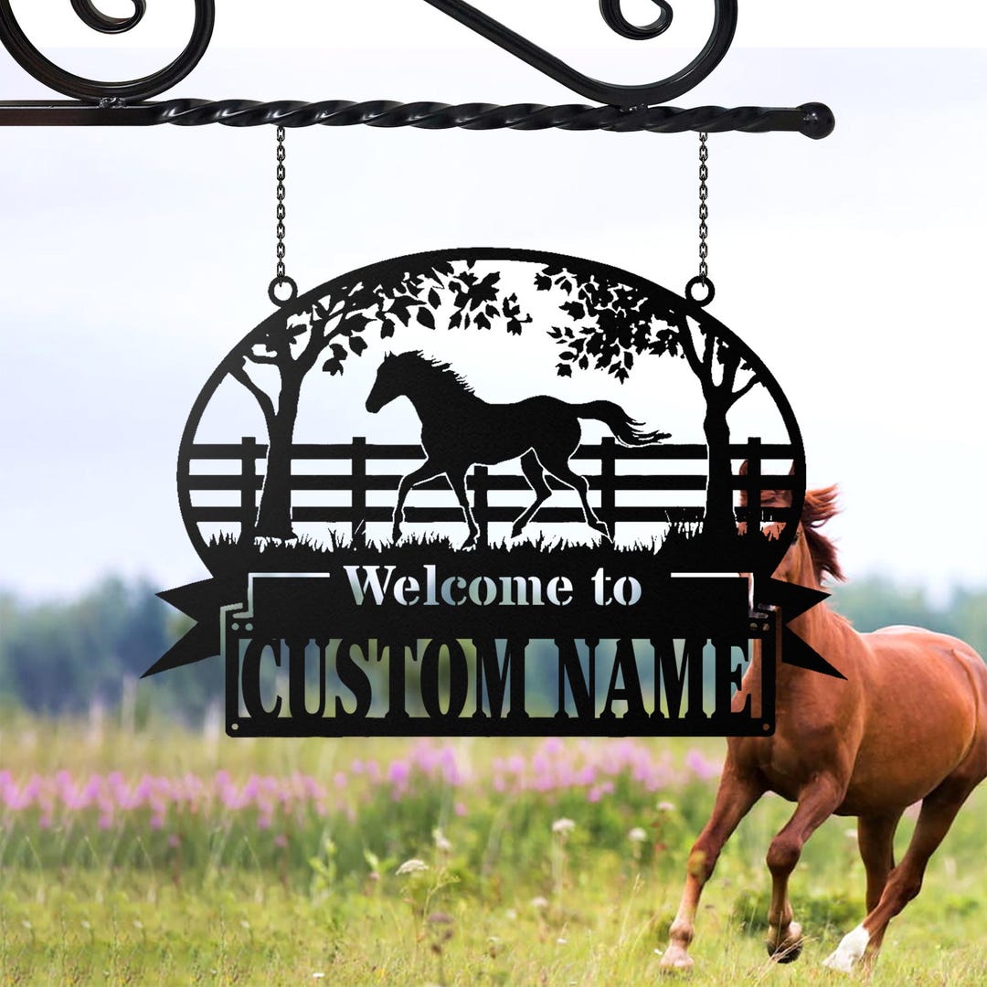 Custom Horse Ranch Sign, Custom Metal Stable Name Sign for Farmhouse ...