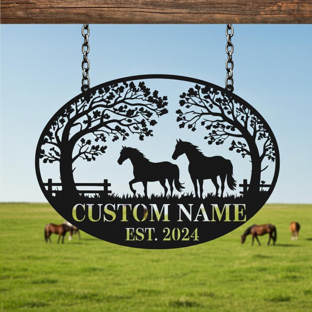 Horse Farm Metal Sign, Custom Horse Ranch Sign, Stable Sign, Farm Entry ...