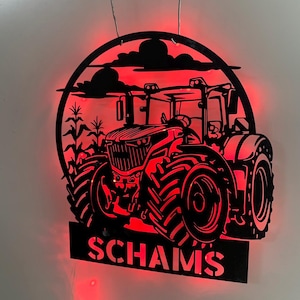 Custom Tractor Driver Metal Wall Art LED Light, Personalized Farm Tractor Metal Name Sign, Truck Farmhouse Metal Wall Sign