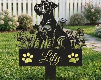 Personalized Schnauzer Memorial Stake, Sympathy Sign, Pet Grave Marker, Schnauzer Metal Memorial Stake, Remembrance Stake, Dog Lover Gift