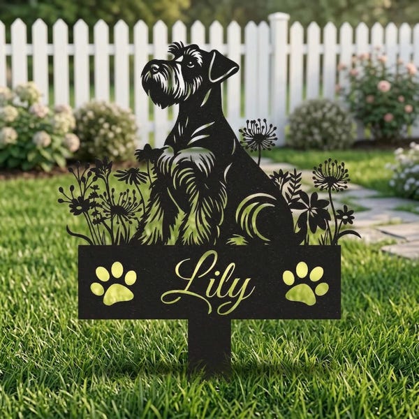 Personalized Schnauzer Memorial Stake, Sympathy Sign, Pet Grave Marker, Schnauzer Metal Memorial Stake, Remembrance Stake, Dog Lover Gift
