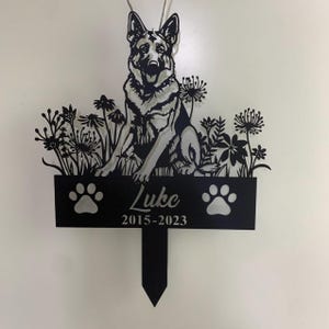 Personalized German Shepherd Dog Memorial Metal Stake, Metal German Shepherd Garden Stake, Dog Loss Remembrance Sympathy , Pet Grave Marker