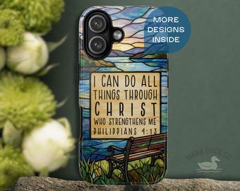 Christian Philippians 4:13 Phone Case, Inspirational Bible Verse Art, Iphone 17 16 15 14 13 11 Pro Max Plus Samsung S25 S24 S23 S26, Pixel 9