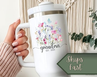 Personalized Grandma Tumbler 40 oz: First Time Grandma Gift 40T003