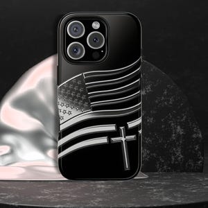 American Flag Phone Case Cross Unique Tough phone case for iPhone 17 16 15 pro 14 13 12 Samsung S25 S24 S23 S22 Pixel 10 Pro 9A 3D effect