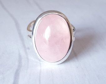 Rose Quartz Ring, Pink Quartz Ring, Adjustable Ring, Gift For Her, Birthday Gift, Bridesmaids, Friendship Gift, Gift For Mum, Love Gemstone