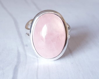 Rosenquarz Ring, Rosenquarz Ring, verstellbarer Ring, Geschenk für sie, Geburtstagsgeschenk, Brautjungfern, Freundschaftsgeschenk, Geschenk für Mama, Liebe Edelstein