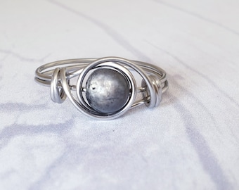 Black Moonstone Ring, Stainless Steel Ring, Hypoallergenic, Wire Wrapped Ring, Gift For Her, Birthday Gift, Bridesmaid Gifts, New Beginnings