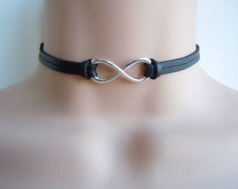 Infinity Necklace Choker Black PU Leather Infinity Jewelry Gifts For Girls Sister Friend BFF Mother Easter Gifts Mother's Day
