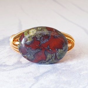 Wire Wrapped Ring Handmade Ring Delicate Ring Boho Ring Unique Ring Cosmic Spiral Ring with Jasper African Turquoise Stone