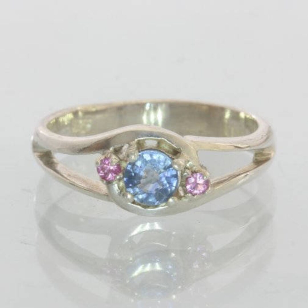 Natural Blue and Pink Sapphires Handmade Sterling Silver Ladies Ring ...