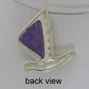 Pendant Purple Charoite Pink Sapphire 925 Silver Ladies Butterfly Design 464 image 4