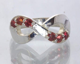 Red Sapphire Silver Celtic Figure 8 Infinity Symbol Ring size 9.75 Design 511