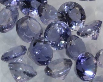 One Purple Blue Iolite 2.5 mm Faceted Round Diamond Cut Average .06 carat each