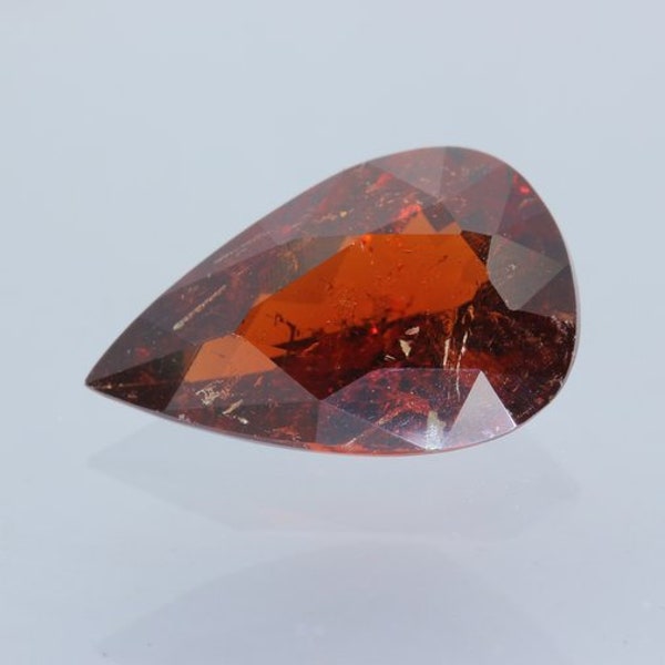 Red Spessartite Garnet Well Faceted Pear 11x7 mm SI2 Clarity Gem 2.68 carat