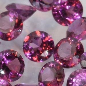 One Purple Rhodolite Garnet Accent Gem 3 Mm Faceted Round Average .15 ...
