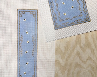 Regency romance square or bookmark- Handpainted Needlepoint Canvas Size 18