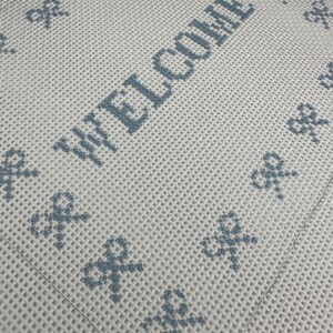 Welcome Sign W/ Bows- Door Hanger Hand Painted Needlepoint Canvas Size ...