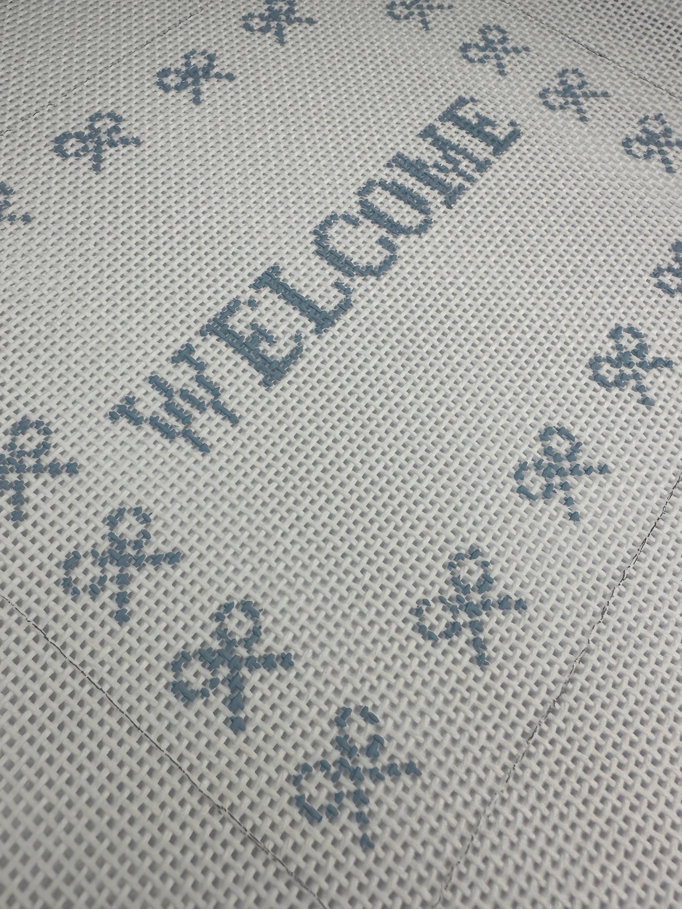 Welcome Sign W/ Bows- Door Hanger Hand Painted Needlepoint Canvas Size ...