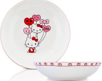Hello Kitty "Love Balloons" Design 9 inch serving, pasta, salad, or cereal bowl.