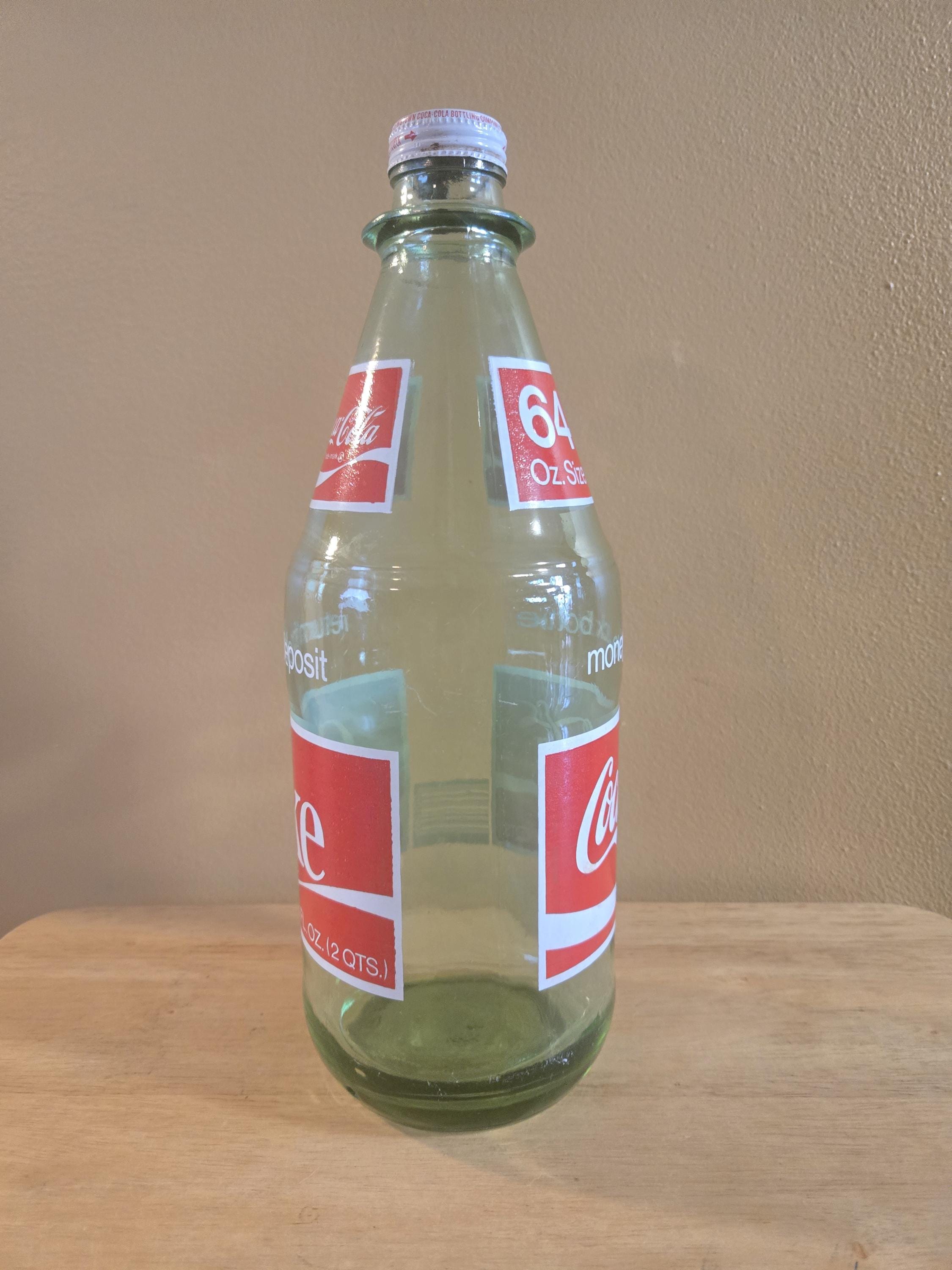 Vintage GLASS 64 Oz. Coke Coca Cola Bottle With Lid -green Tint