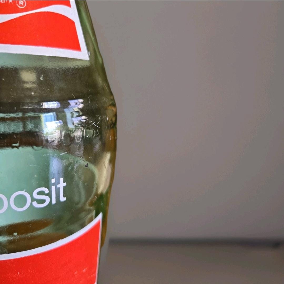 Vintage GLASS 64 Oz. Coke Coca Cola Bottle With Lid -green Tint
