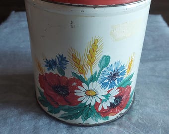 Mid-Century Vintage Canister with Floral Design